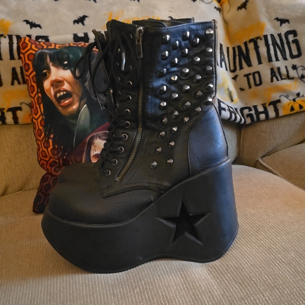 Black Studded Platform Boots Demonia - image 1